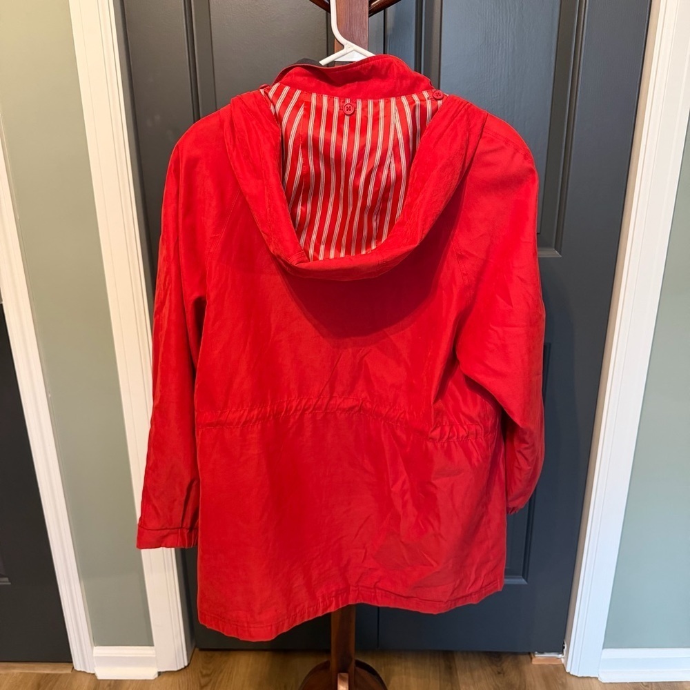 Liz Claiborne Red Hooded Utility Anorak Coat Size M - Picture 4 of 13